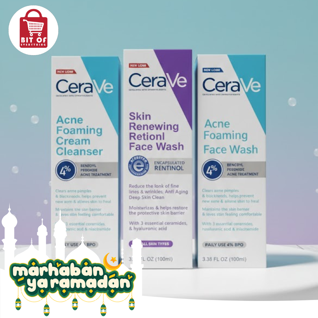 CeraVe Skincare: Acne Foaming Cream Cleanser, Skin Renewing Retinol Face Wash & Acne Foaming Face Wash (Each)
