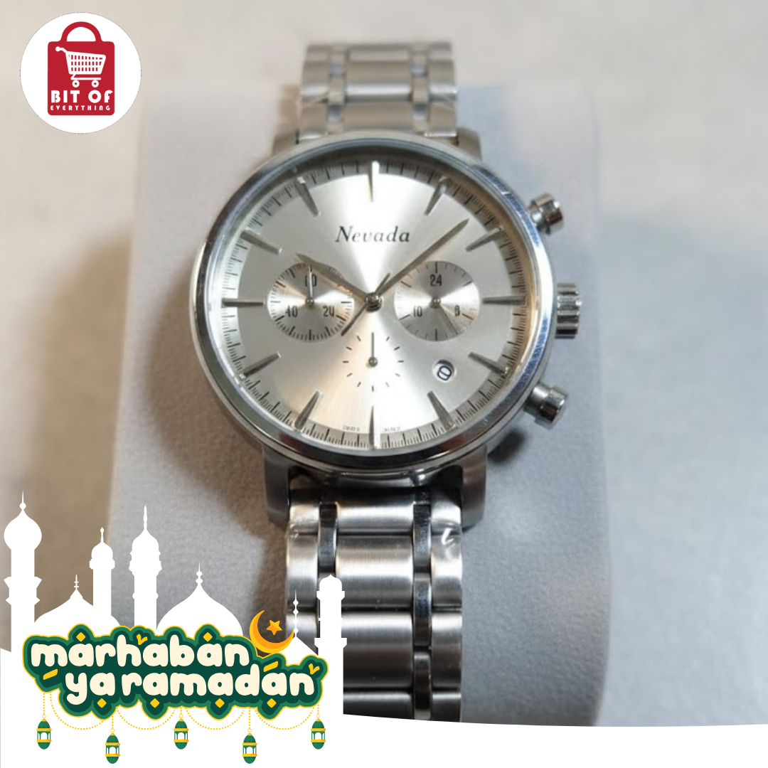 Nevada Men's Silver Chronograph Stainless Steel Watch