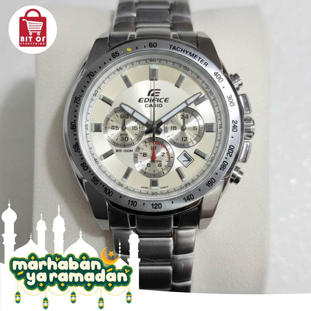 Casio Edifice Chronograph Silver Dial Stainless Steel Men's Watch