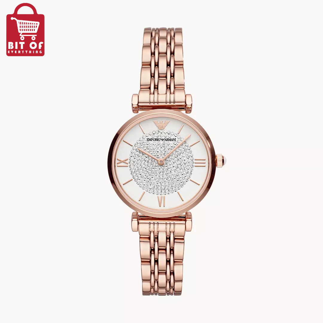 Emporio Armani Women's Two-Hand Rose Gold-Tone Steel Watch