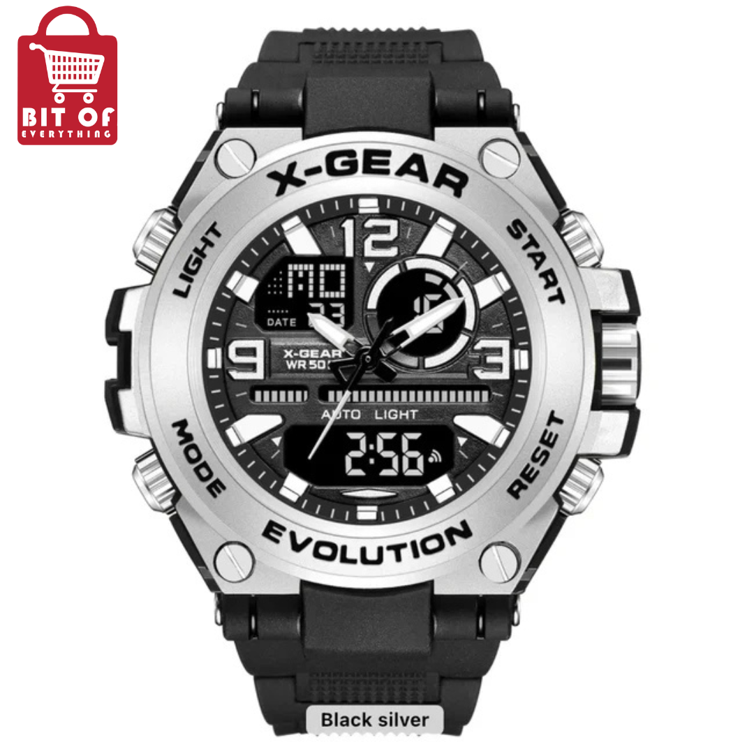 X GEAR BOSS - Dual Time Sports Watch With Silicon Straps