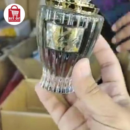 Luxurious Amber & Gold Ribbed Glass Perfume Bottle