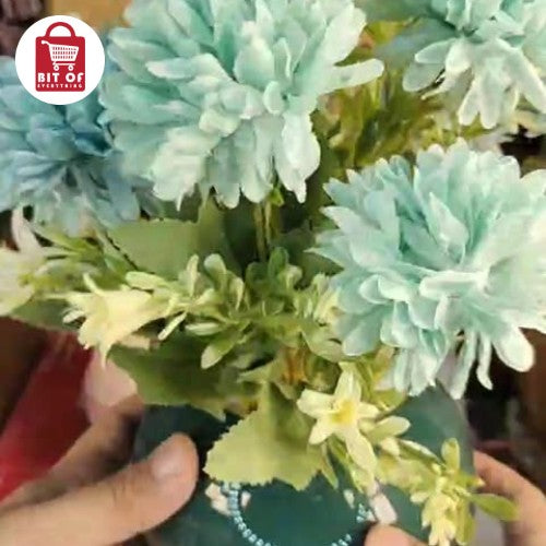 Elegant Ribbed Ceramic Vase with Artificial Rosebud Bouquet - Modern Home Decor Centerpiece
