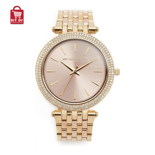 Michael Kors Watch for Women, Quartz Movement, Analog Display, Gold Gold Strap-MK3366