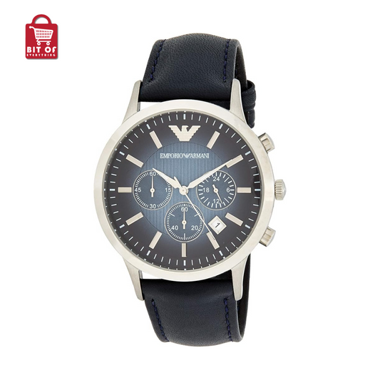 Emporio Armani AR2473 Blue Chronograph Dial Blue Leather Strap Men's W