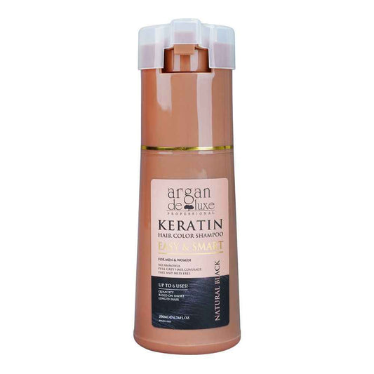 Argan De Luxe Keratin Hair Color Shampoo - Natural Black & Natural Brown | Easy, Smart, No Ammonia