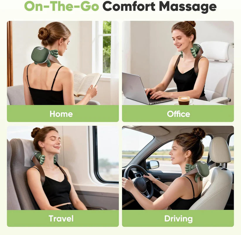 Wireless 4D Neck & Back Massager with Heat Therapy With 12 Months Warranty