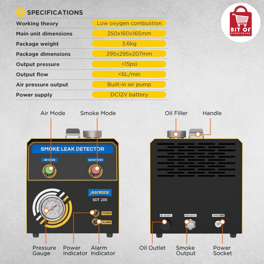 AUTOOL SDT205 smoke leak detector tester smoke machine auto leak detector car leak detector