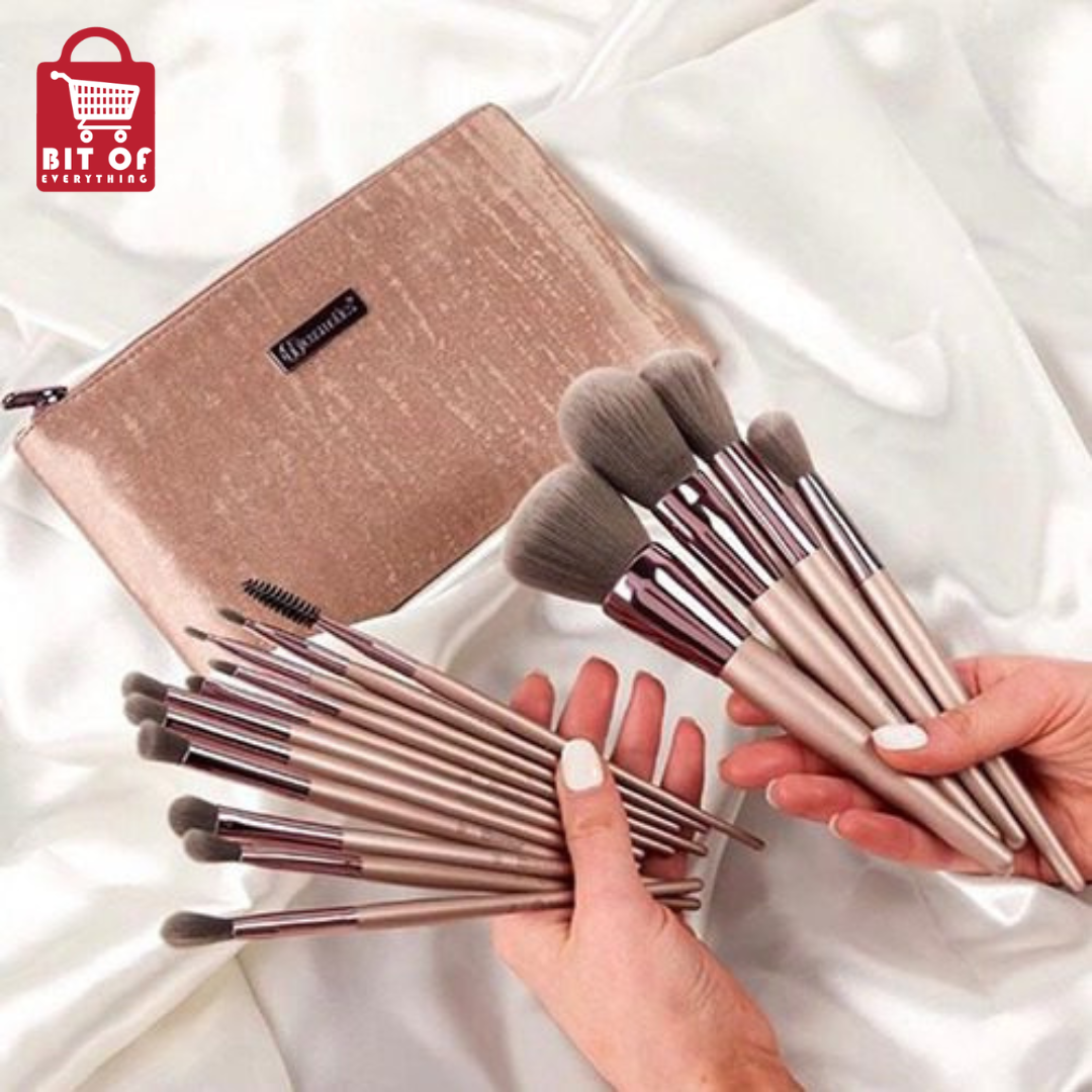 BH Cosmetics Lavish Elegance 15 Piece Brush Set With Cosmetic Bag