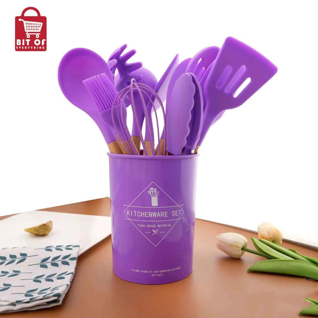 12-Piece Silicone Cooking Utensils Set – Durable, Heat-Resistant & Non-Stick