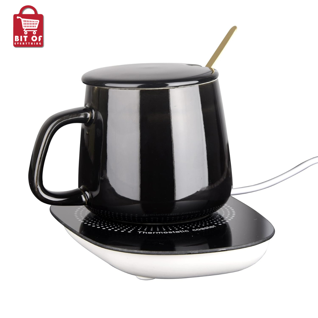 AEC Ceramic Coffee/Tea Mug with Warming Electric Induction Smart Thermostatic Cup Coaster Pad