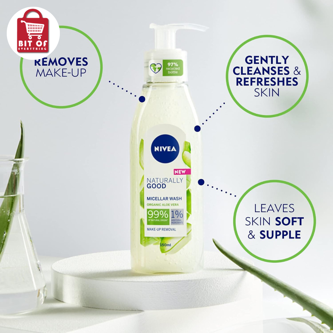 Nivea Naturally Good Micellar Face Wash Organic Aloe Vera For Normal And Oily Skin