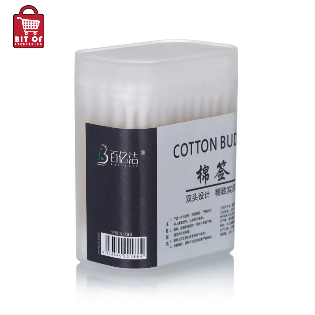 Eco Home Use Biodegradable 100 pcs pointy cotton swabs Q Tips Disposable Ear Cleaning Bamboo Cotton buds oem