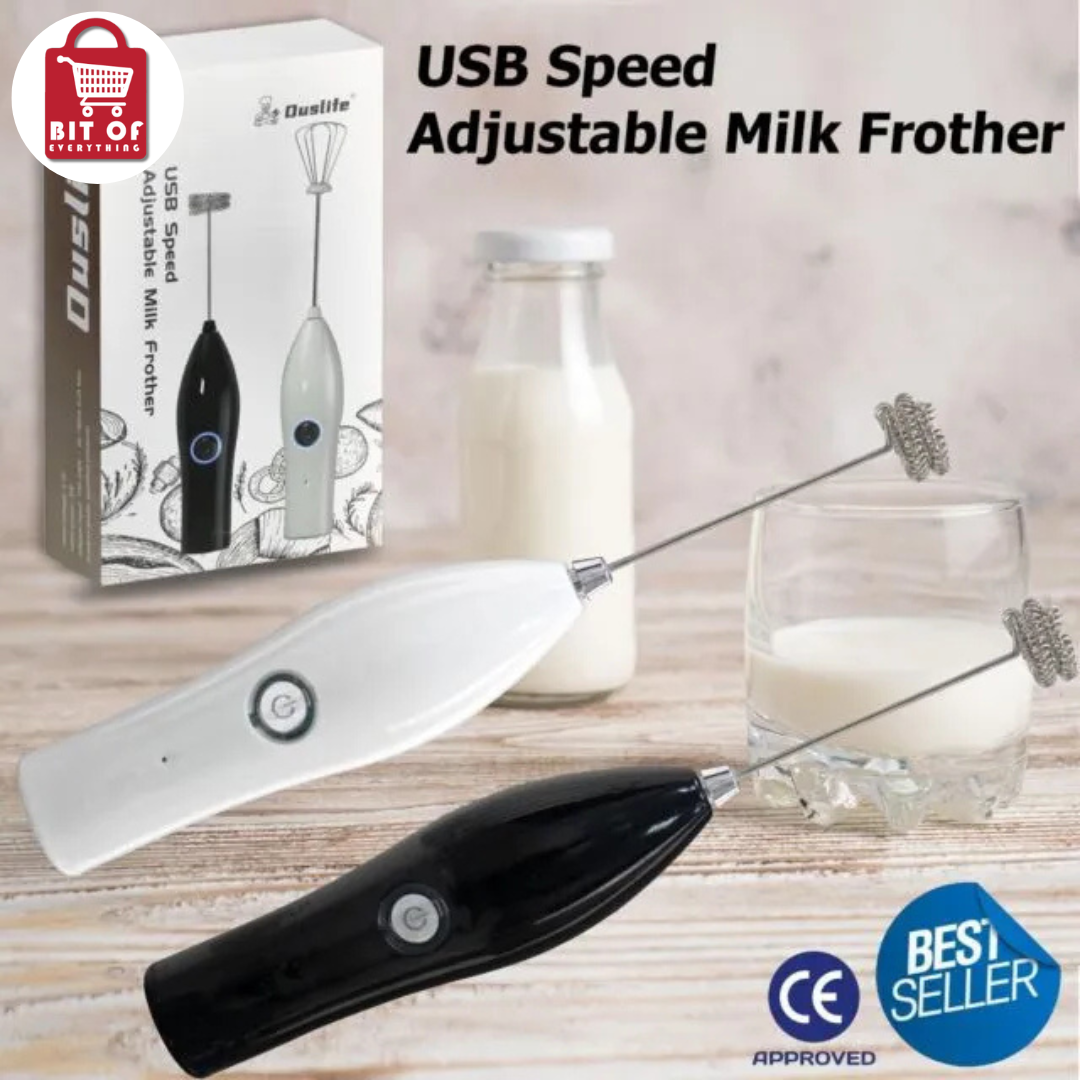 Handheld USB Rechargeable Foam Maker, Electric Milk Frother, Coffee Mixer & Grinder with 2 Stainless Whisks