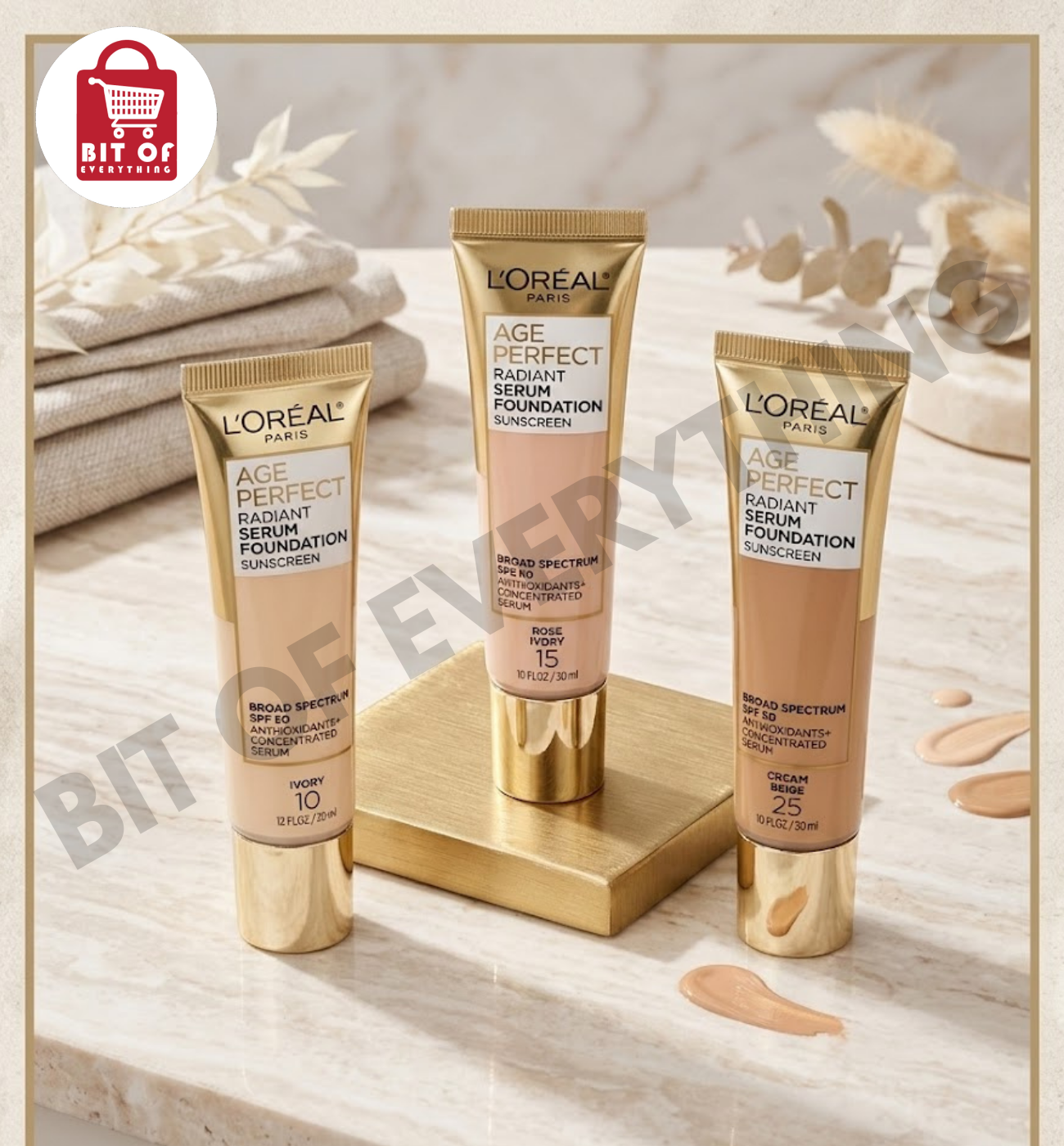 L'Oréal Paris Age Perfect Radiant Serum Foundation with SPF 50 (EACH)