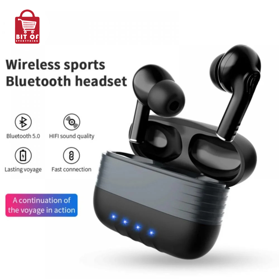 True Wireless Headphones with Charging Case, Black