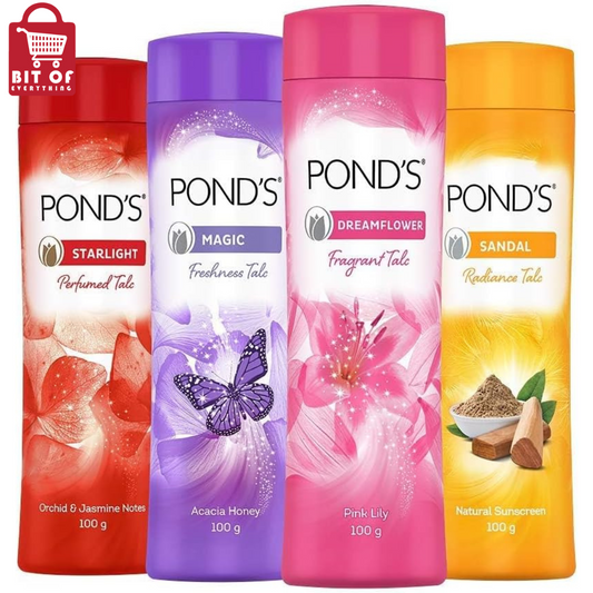 Ponds Sandal Radiance Talcum Powder with Natural Sun Protection| Perfumed Talc with Goodness of Real Sandalwood Oil for Smooth & Radiant Skin| Absorbs Sweat & Prevents Odour| Paraben-Free| (RANDOM)