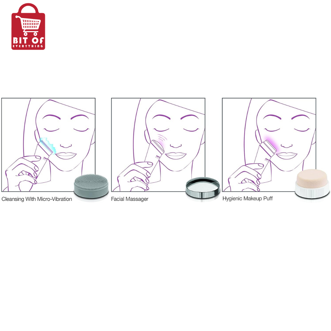 Lifetrons Beauté 3-in-1 Facial Kit - Cleanse, Massage & Apply Makeup EM-600P-WH