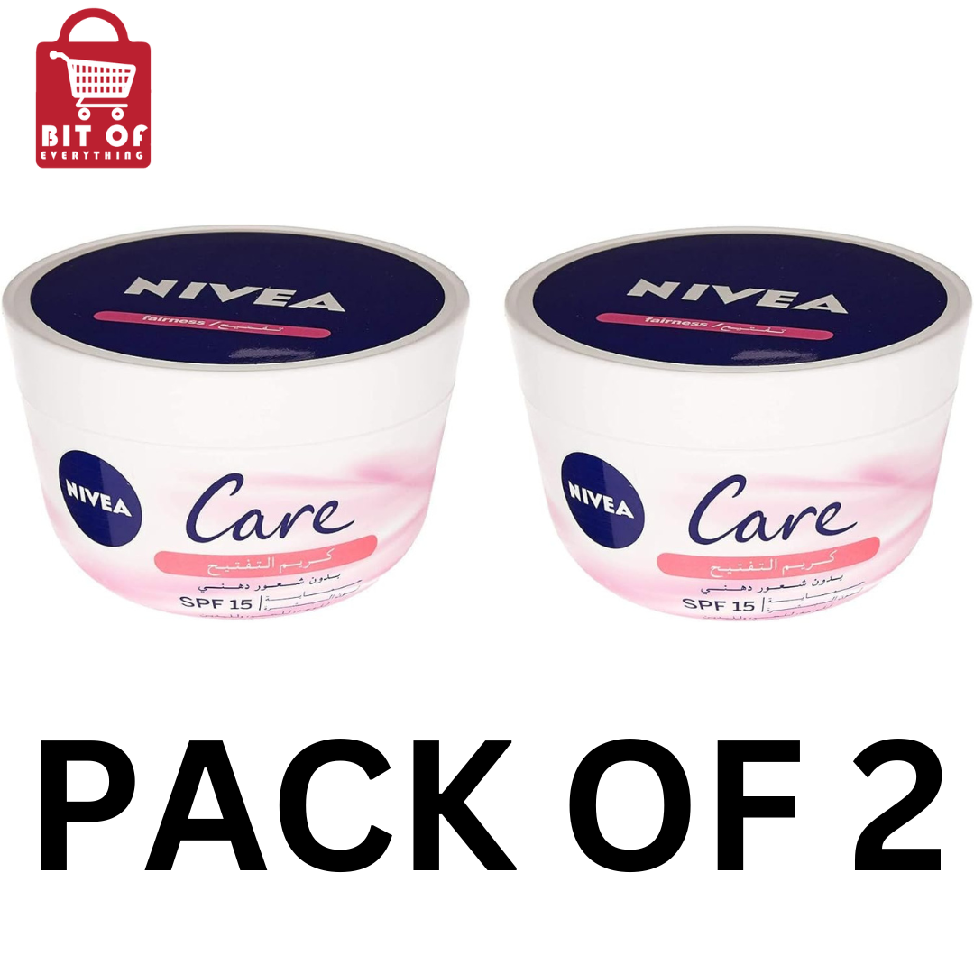 NIVEA Care Fairness Creme Jar, 200 ml (Pack of 2)