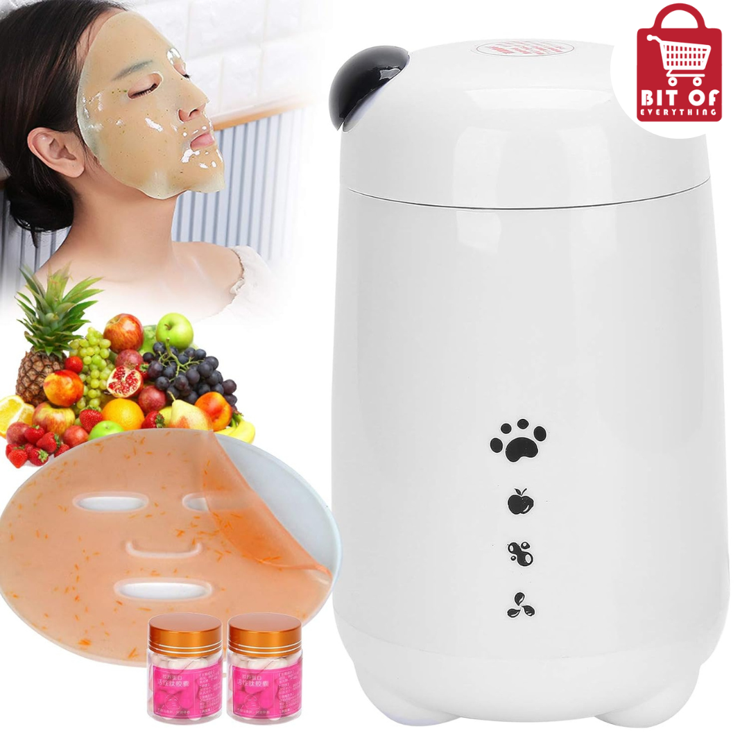 Face Mask Machine, 120 ml DIY Fruit Vegetable Face Mask Maker Machine Kit with Automatic Time Control and Automatic Cleaning Function (EU Plug 220 V) (White)