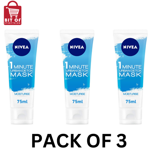 NIVEA Urban Detox 1 Minute Face Mask, Green Tea & Hyaluronic Acid, Moisturise, 75ml  PACK OF 3