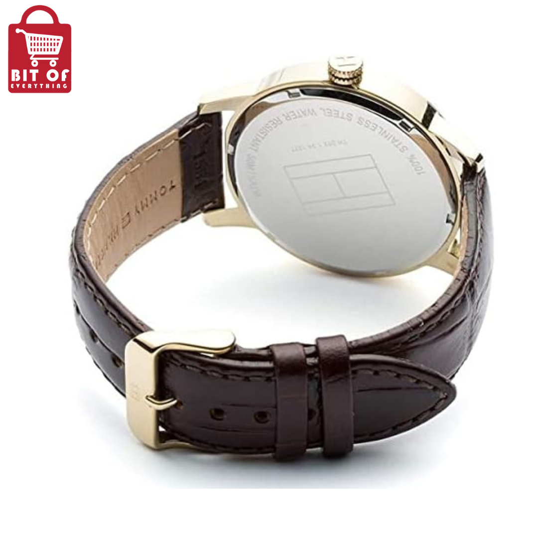 Tommy Hilfiger Brown Leather Black dial Watch for Men's 1710329
