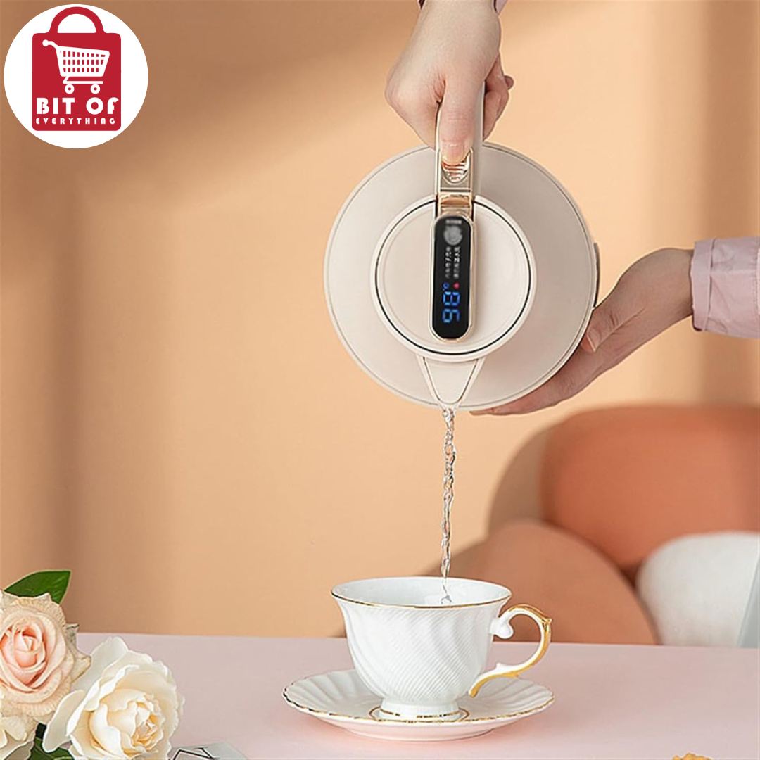 Insulated Teapot,Insulated Coffee jug,Household Thermos 1.5L/2L Intelligent Temperature Display Thermos Vacuum Glass Inner Thermos Insulation Pot (Color : 1, Size : 2L)(Blanc,2L)