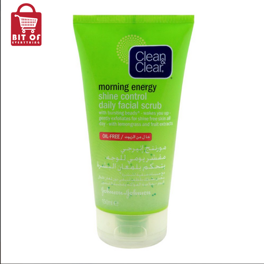 Clean & Clear Morning Energy Shine Control Daily Facial Scrub, Oil-Free, 150ml