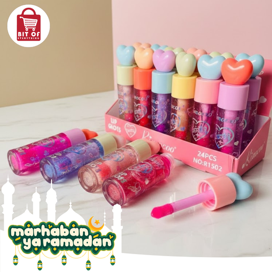 Heart-Top Glitter Lip Gloss - Romantic Heart Collection (Each)