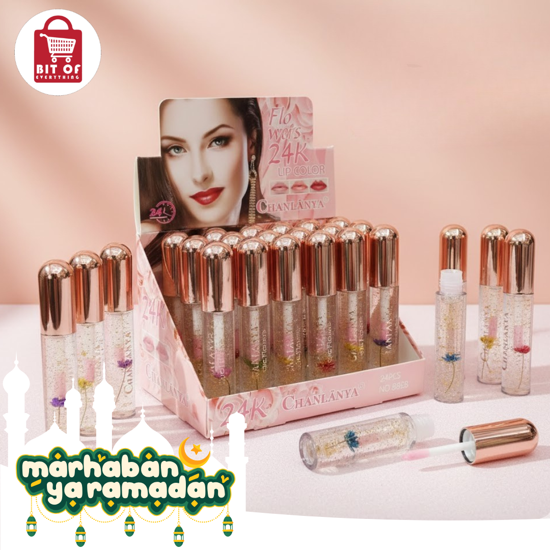 24K Gold Crystal Flower Moisturizing Lip Oil (Each)