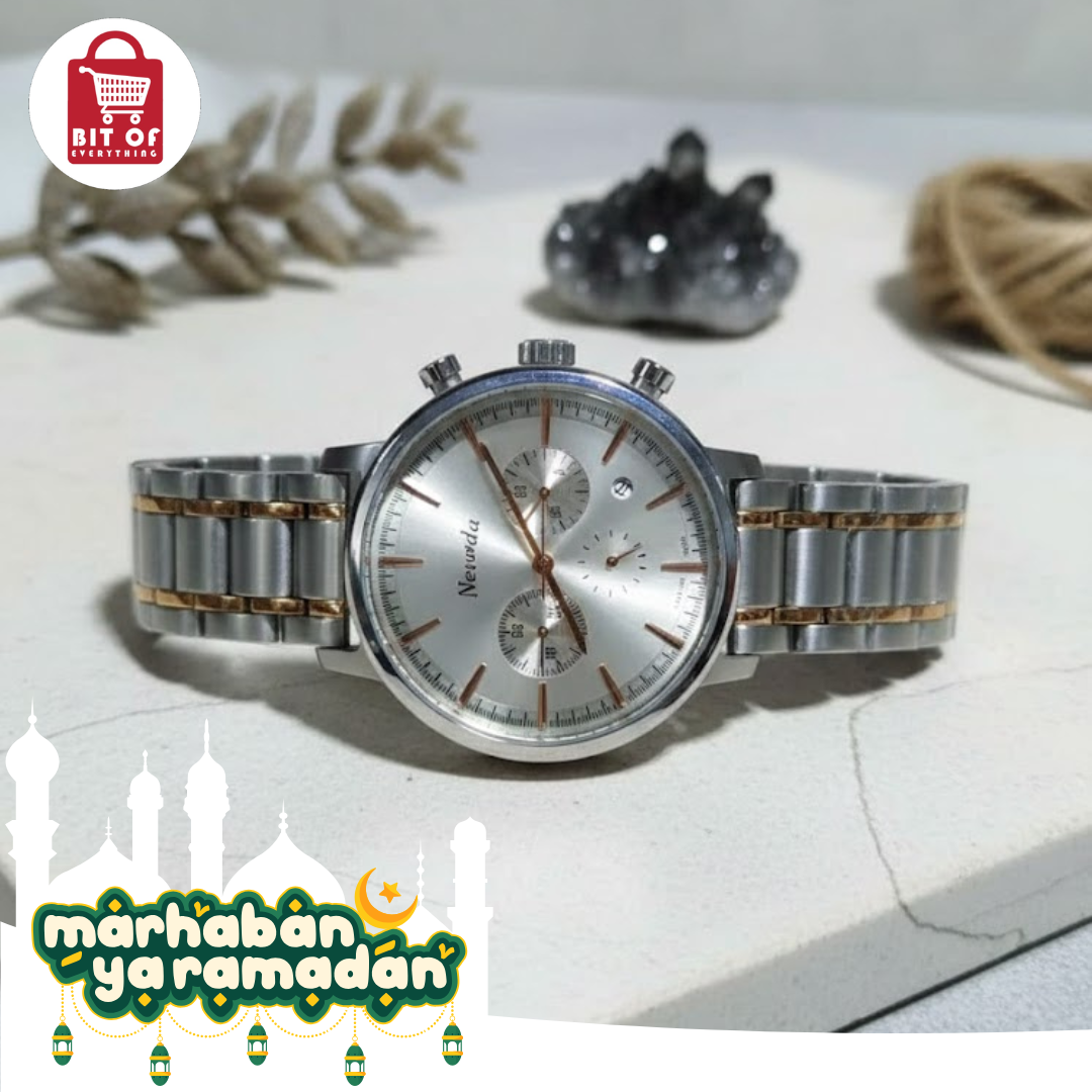 Newuda Two-Tone Chronograph Silver Dial Men's Watch