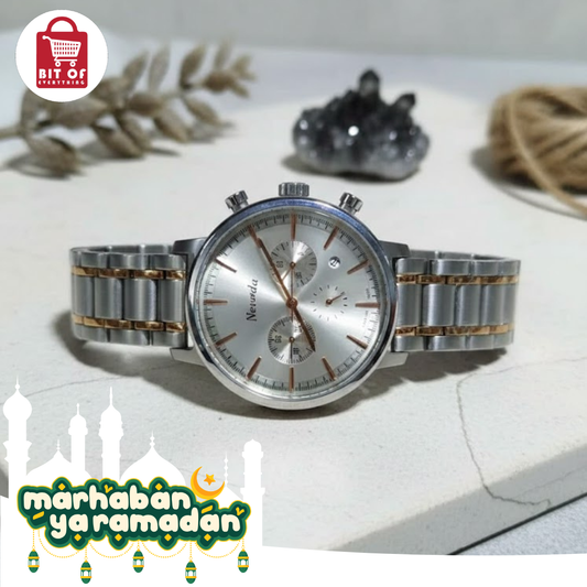 Newuda Two-Tone Chronograph Silver Dial Men's Watch