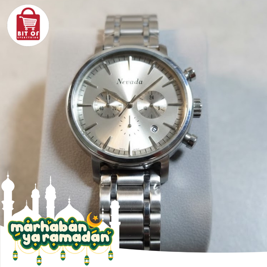 Nevada Men's Silver Chronograph Stainless Steel Watch