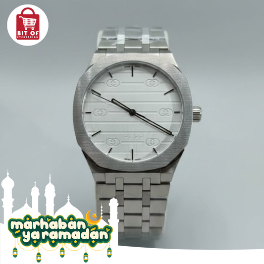 Gucci 25H Silver Dial Stainless Steel Men's Watch