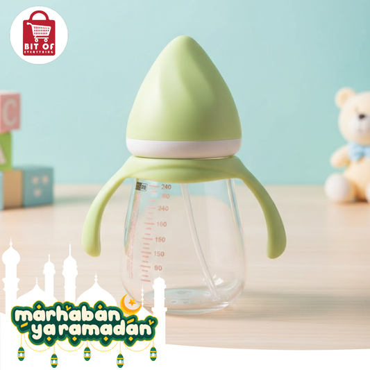 Eco-Friendly Green Sprout Anti-Colic Glass Baby Training Bottle