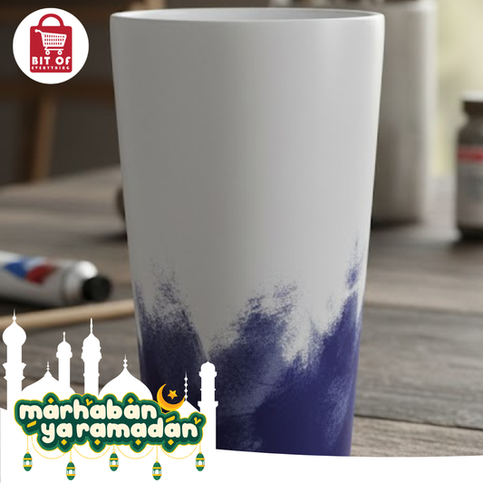 Hand-Painted Deep Indigo & Snow White Ceramic Artisan Tumbler