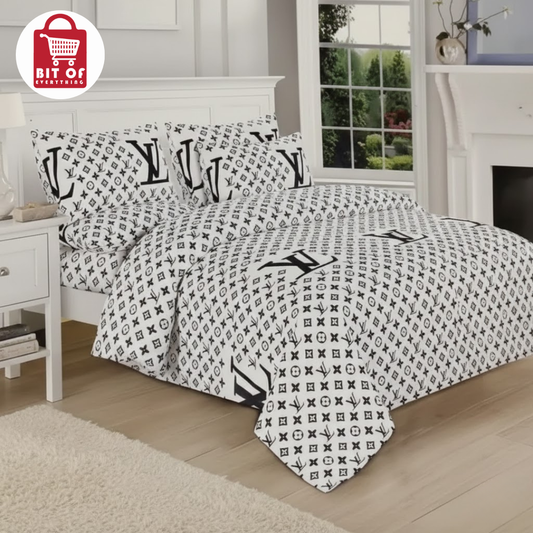ZARA LV Luxury Printed Bedsheet – Premium Soft Double Bed Sheet Set