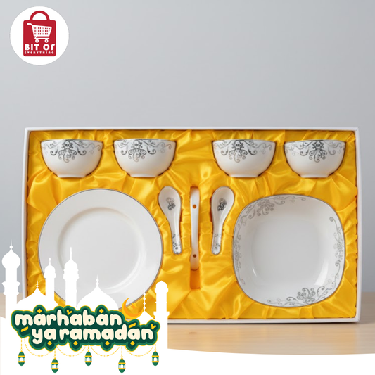 Complete Kitchen Dinnerware Set – Plates, Bowls & Spoons Included