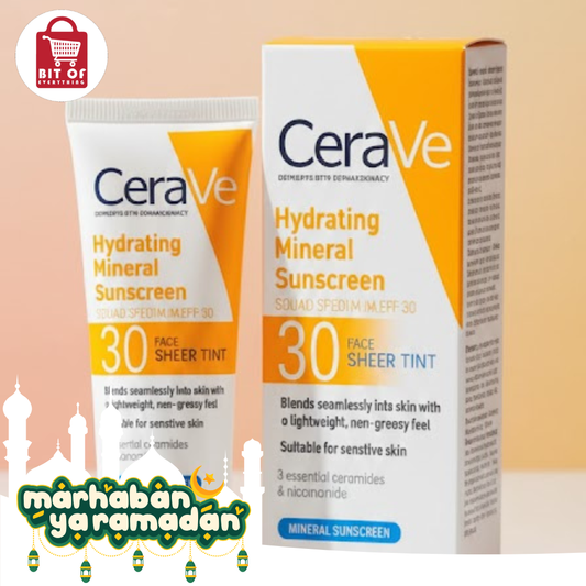 CeraVe Hydrating Mineral Sunscreen SPF 30 – Face Sheer Tint (5 fl oz)
