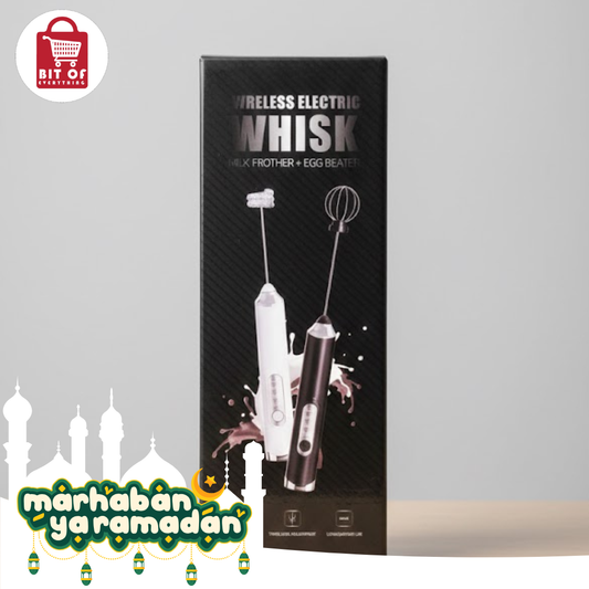 Electric Milk Frother + Hand Egg Beater – Froth, Whisk & Mix Easily