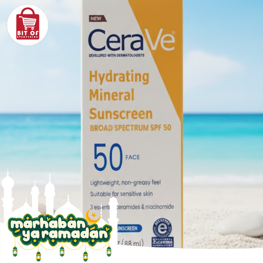 CeraVe Hydrating Mineral Sunscreen Broad Spectrum SPF 50 Face
