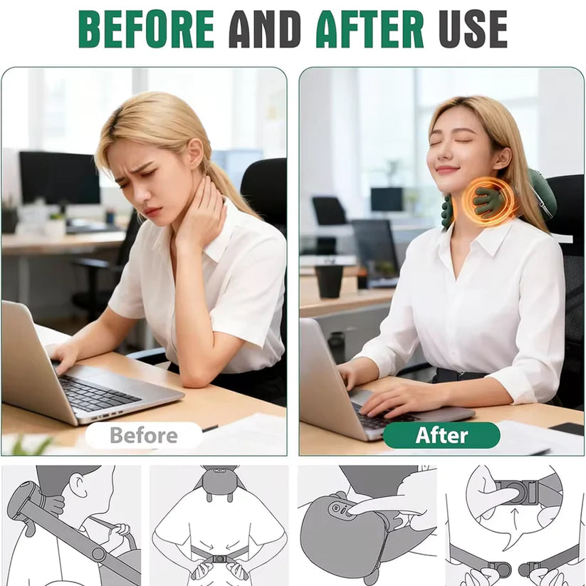 Wireless 4D Neck & Back Massager with Heat Therapy With 12 Months Warranty