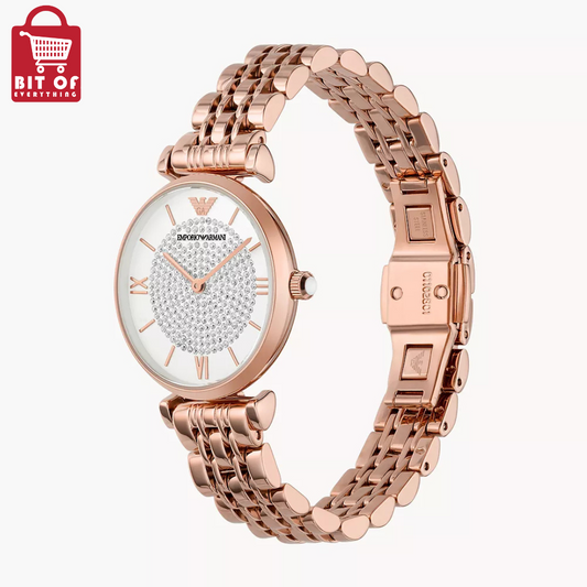 Emporio Armani Women's Two-Hand Rose Gold-Tone Steel Watch
