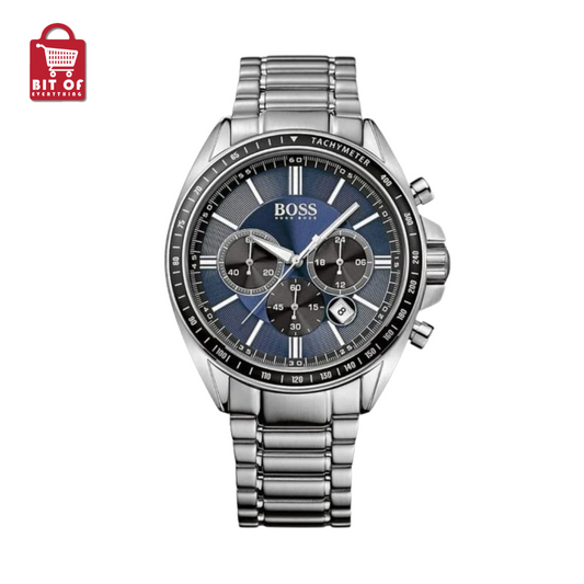 HUGO BOSS Driver Sport Silver Stainless Steel Blue Dial Chronograph Quartz Watch for Gent s