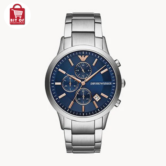 Emporio Armani Men’s Chronograph Stainless Steel Blue Dial 43mm Watch AR11458