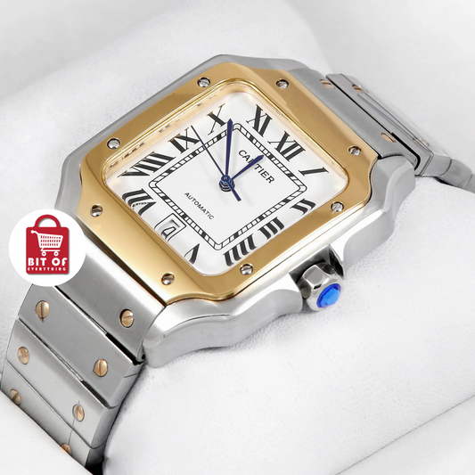 Cartier Branded Watch Automatic Movement Unisex Golden&Silver