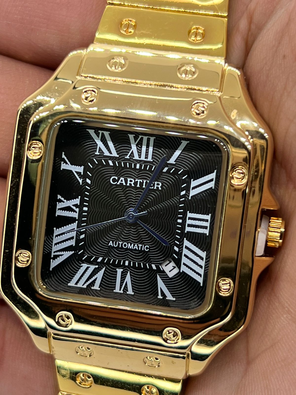 Cartier Branded Watch Automatic Movement Unisex Golden&Black