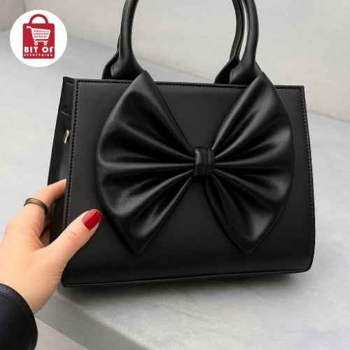 Square Top Handle Handbag – Charming Bow-Accent Style ✨
