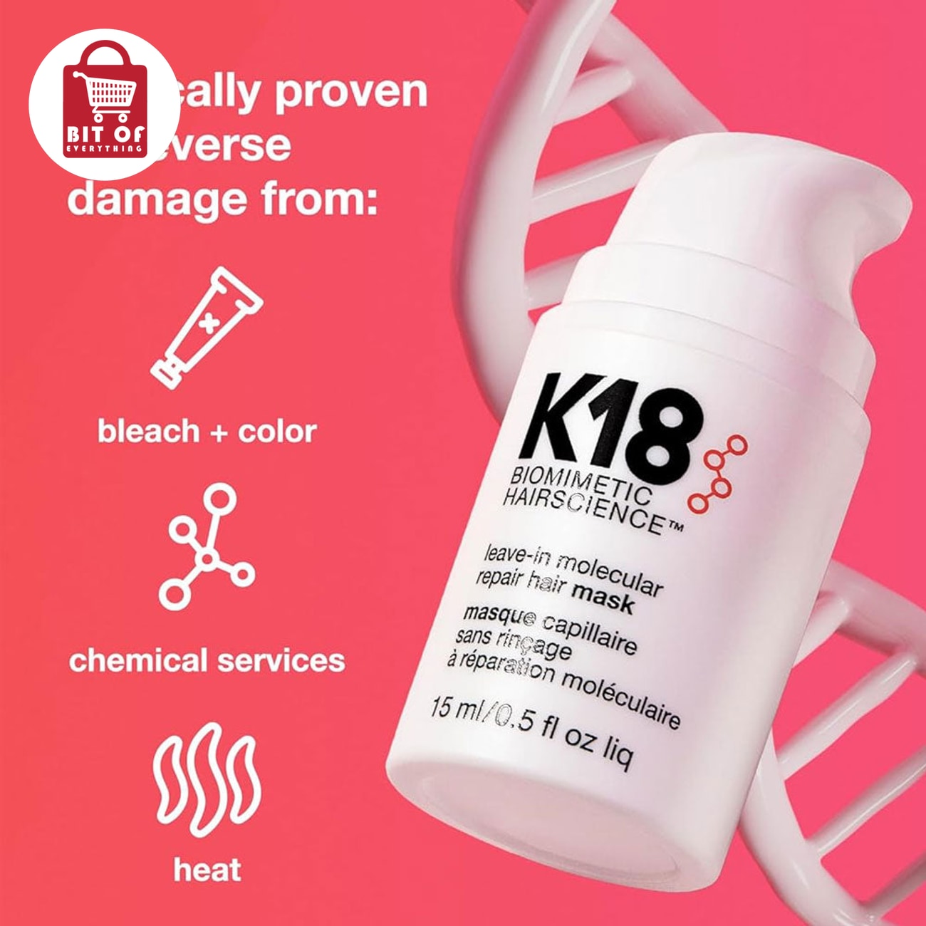 K18 Biomimetic Hair Mask – Leave-In Molecular Repair Treatment for Stronger, Smoother & Healthier-Looking Hair