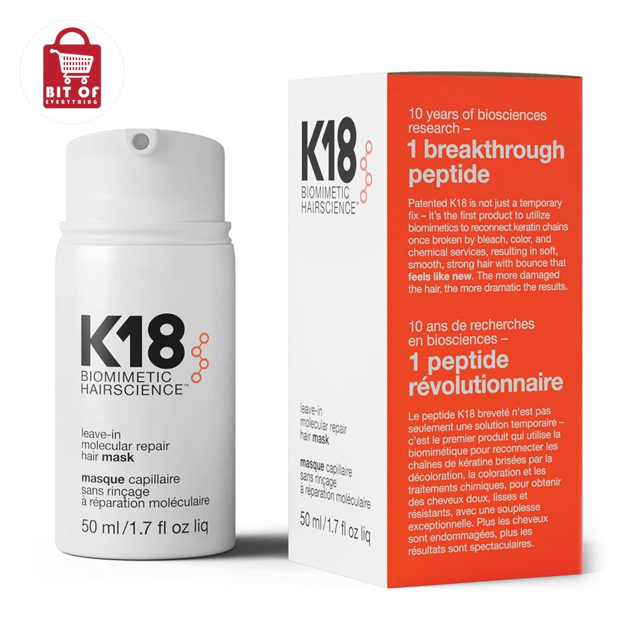 K18 Biomimetic Hair Mask – Leave-In Molecular Repair Treatment for Stronger, Smoother & Healthier-Looking Hair